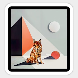 Geometric Wolf: Fusion of Nature and Minimalist Art Sticker